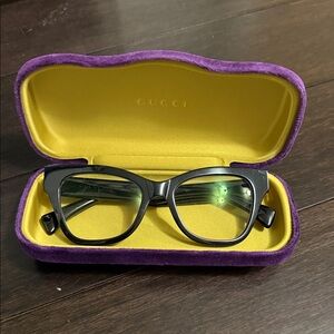 Gucci Black Glasses with Purple and Yellow Case